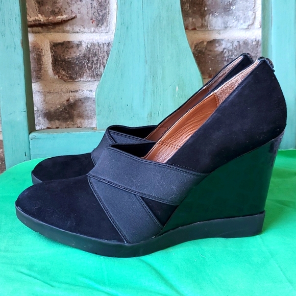 Donald J. Pliner Shoes - Donald Pliner Carla Black Suede Leather Dress Wedges